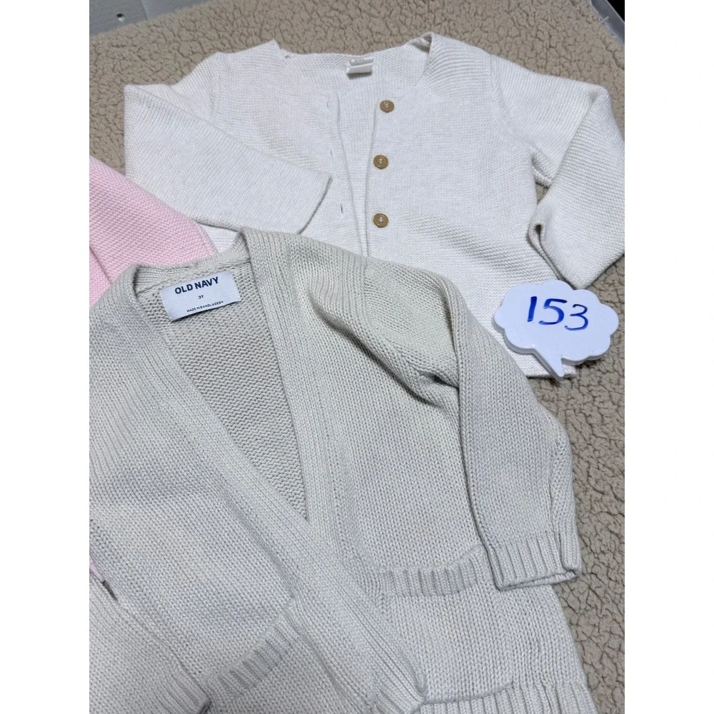 Toddler Cardigan Bundle Old Navy H&M Simple Joys Pink Gray Cream 2T 3T Set of 3
